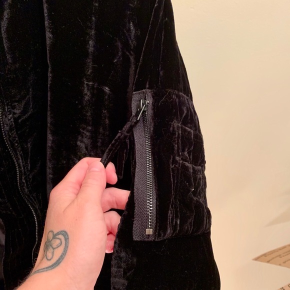 Black Velvet Bomber Jacket - Picture 3 of 5